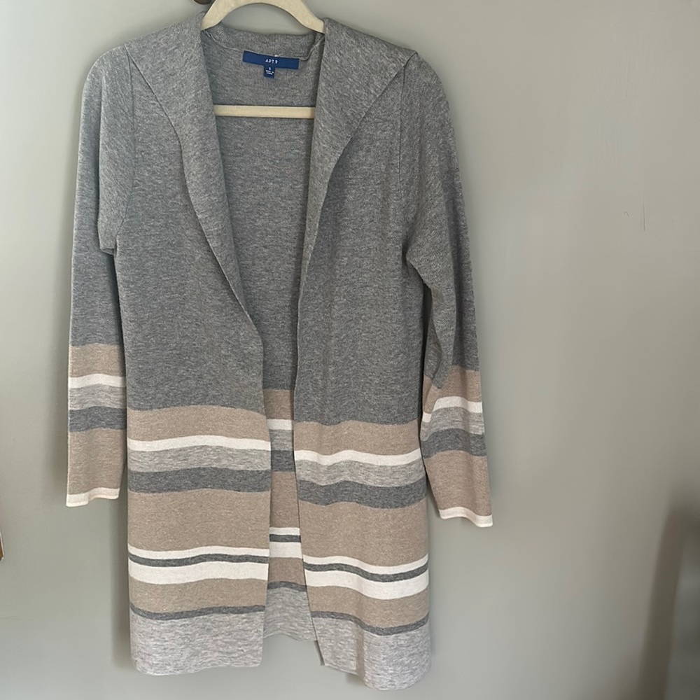 Apt. 9 Striped Long Cardigan Small